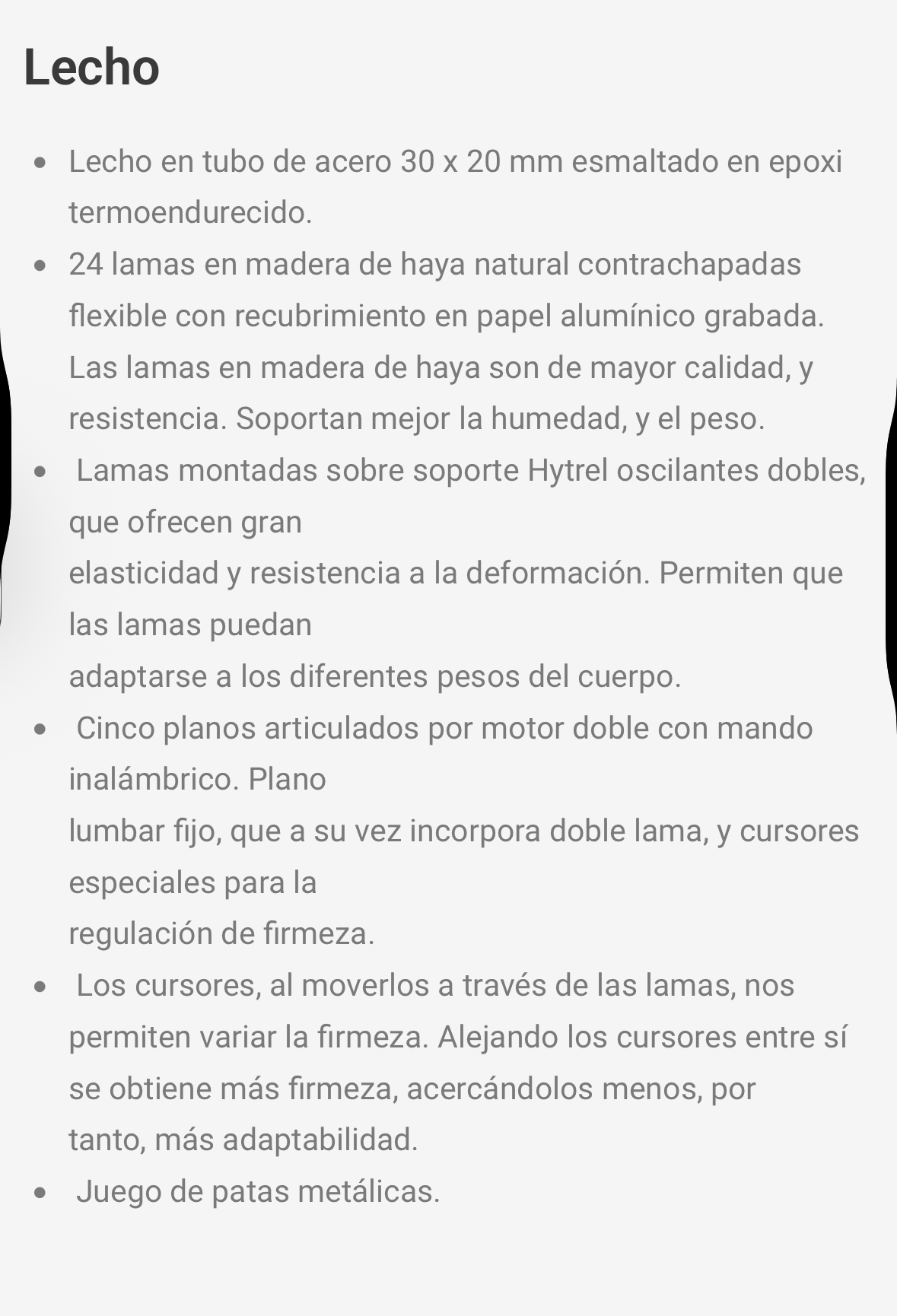 Detalle de producto de descanso